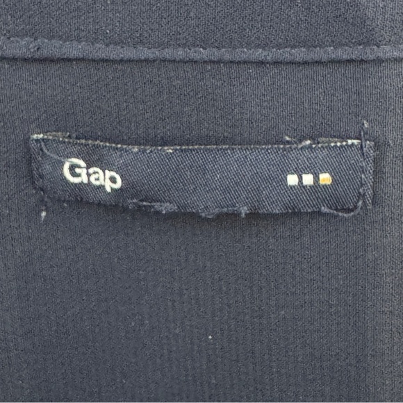 Gap Navy Blue Sheer Blouse Oversized XL Roll Tab Long Sleeve Button Front - Picture 3 of 5